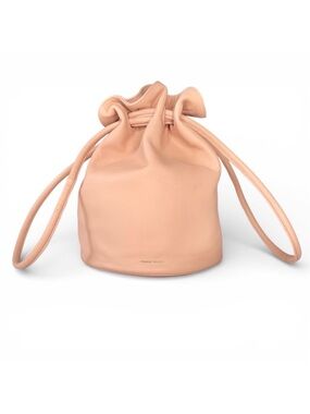 Monsur Graviel Beige Tan Drawstring Pouch Leather Bucket Bag Shoulderbag Purse